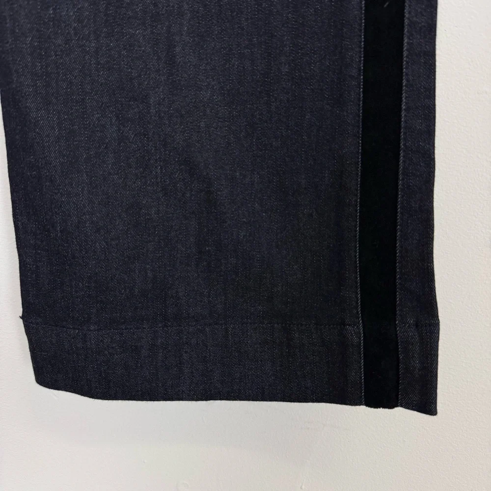 White House Black Market Wide Leg Jeans High Rise Trouser 12P Velvet Trim NWT